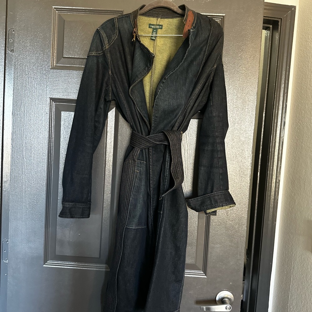 Ralph Lauren-LRL - Lauren Jeans Co- Denim Belted Coat with Tan Stitching